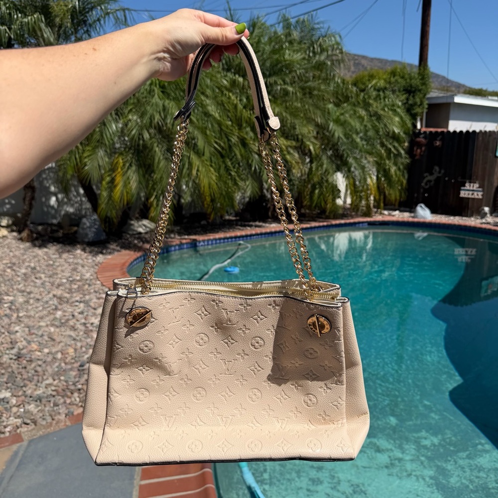 Source Unknown Beige Monogram Shoulder Bag